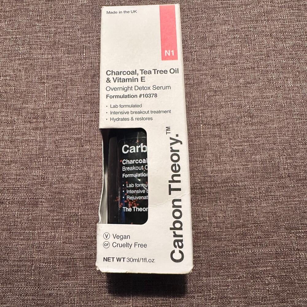 Carbon Theory Charcoal Tea Tree & Vitamin E Overnight Detox Serum #10378 - NEW